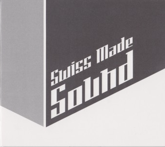 Geometric design with "Swiss Made Sound" in bold, stylized white text on a gray and white background.