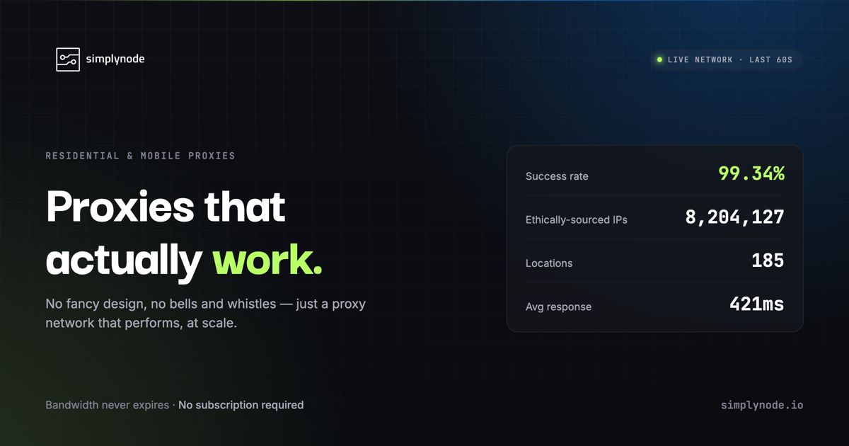 Screenshot or Official Image for simplynode.io - SimplyNode - Your Trusted Proxy Solutions Provider