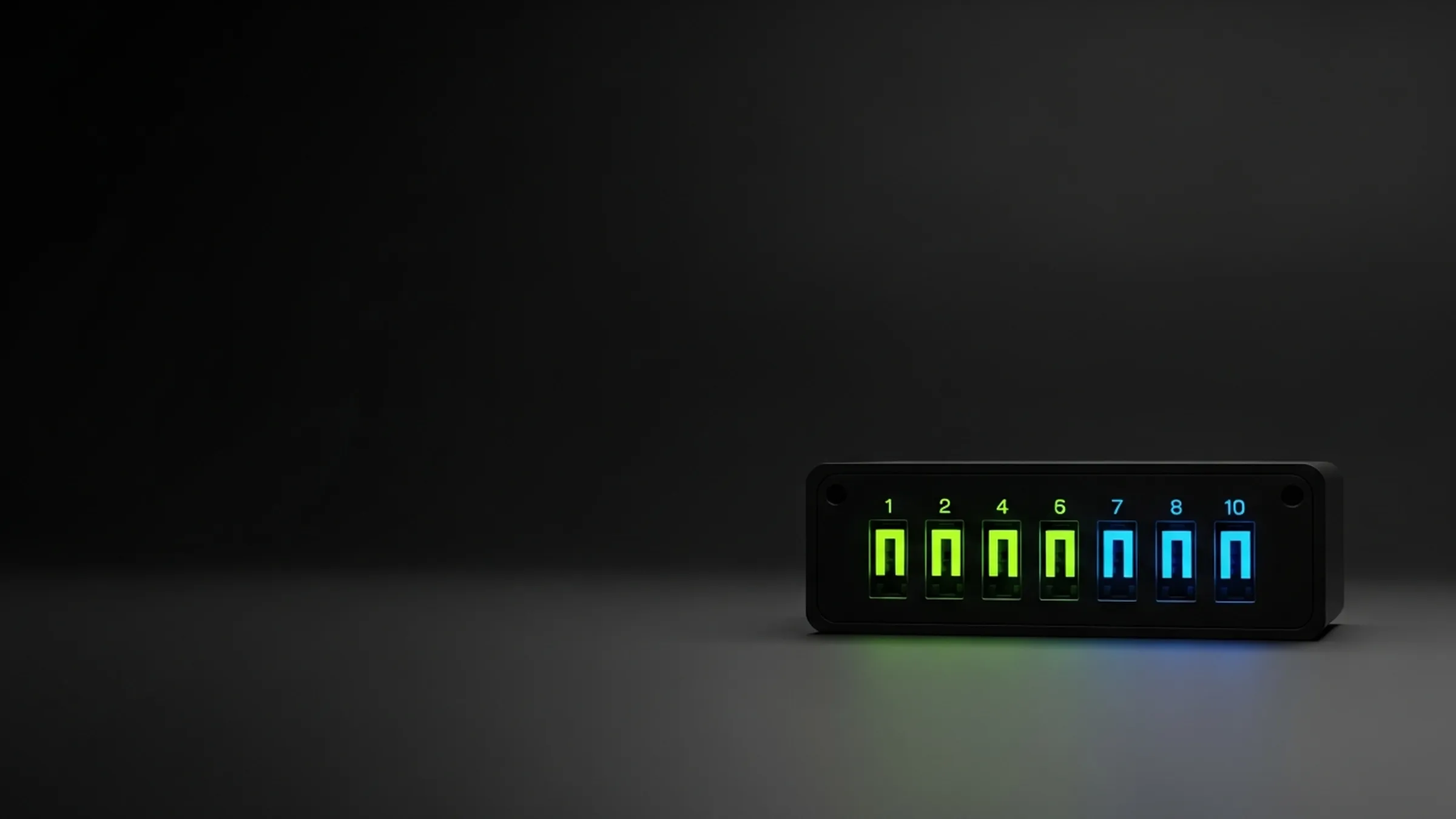A glowing connector port with numbered channels, illustrating what a proxy port is.