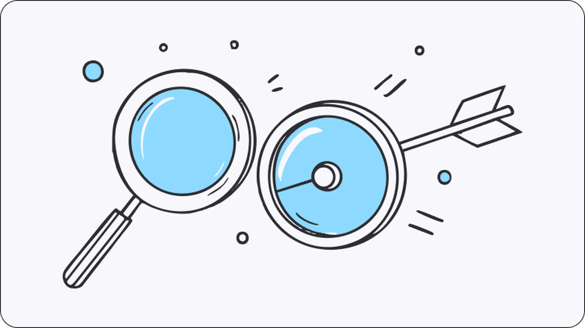 Illustration of a magnifying glass and a target with an arrow, symbolizing the use of SEO proxies for accurate keyword tracking, SERP analysis, and improved search engine rankings