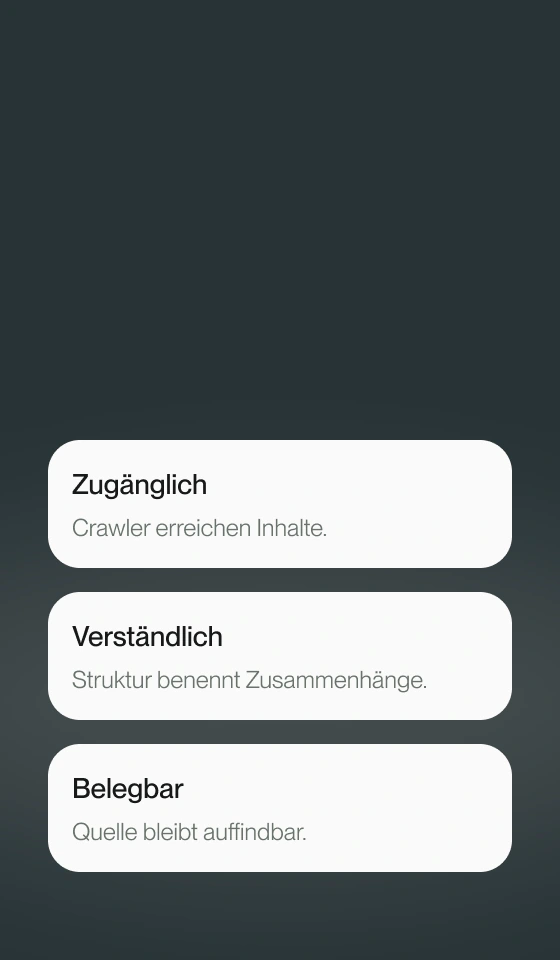Drei Prüfschritte für zugängliche, verständliche und belegbare Inhalte.