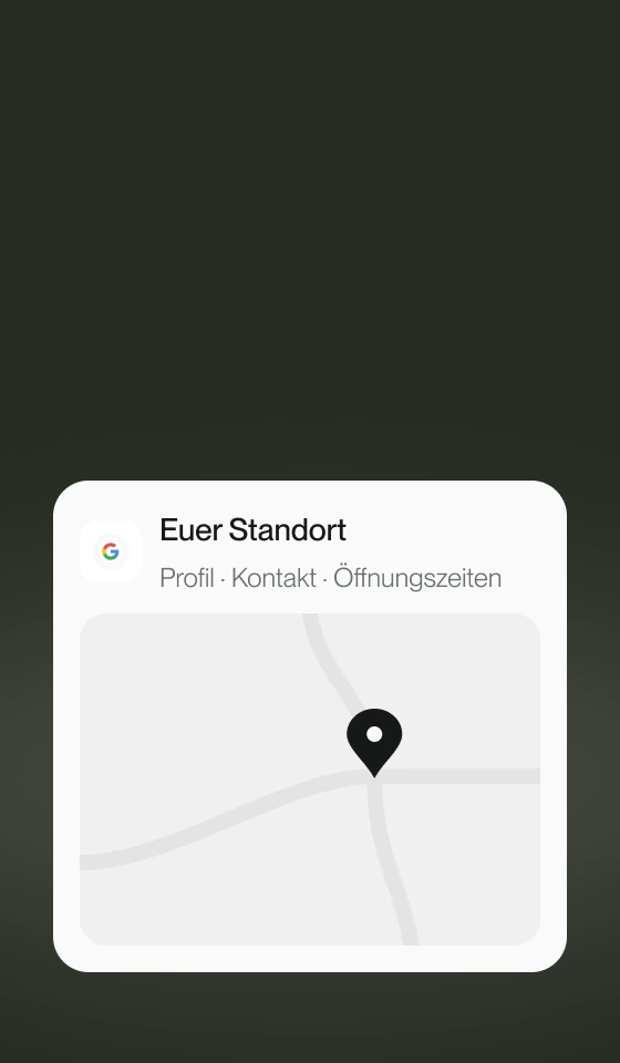 Unternehmensprofil mit Kartenausschnitt und einem verankerten Standortmarker.