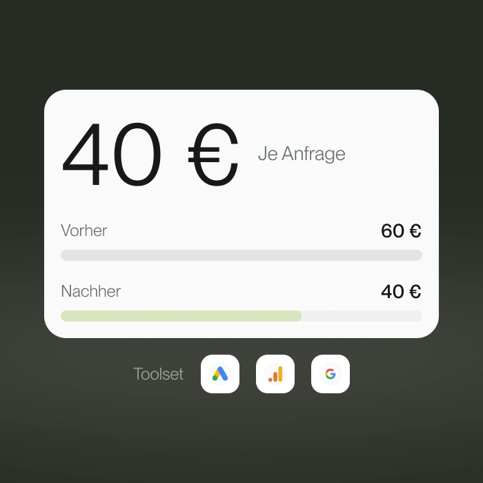 Balkenvergleich der Kosten je Formular-Conversion mit zugeordneten Werbe- und Analysewerkzeugen.