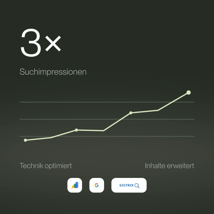 Suchimpressionen mit Verlauf, Optimierungsschritten und zugehörigen Analysewerkzeugen.