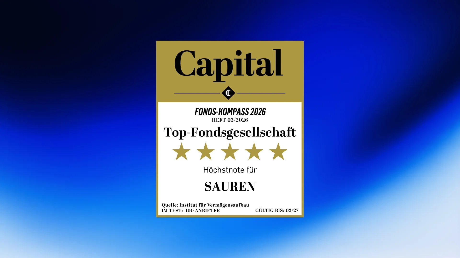 Sauren Receives Top Rating in Capital Fonds-Kompass 2026