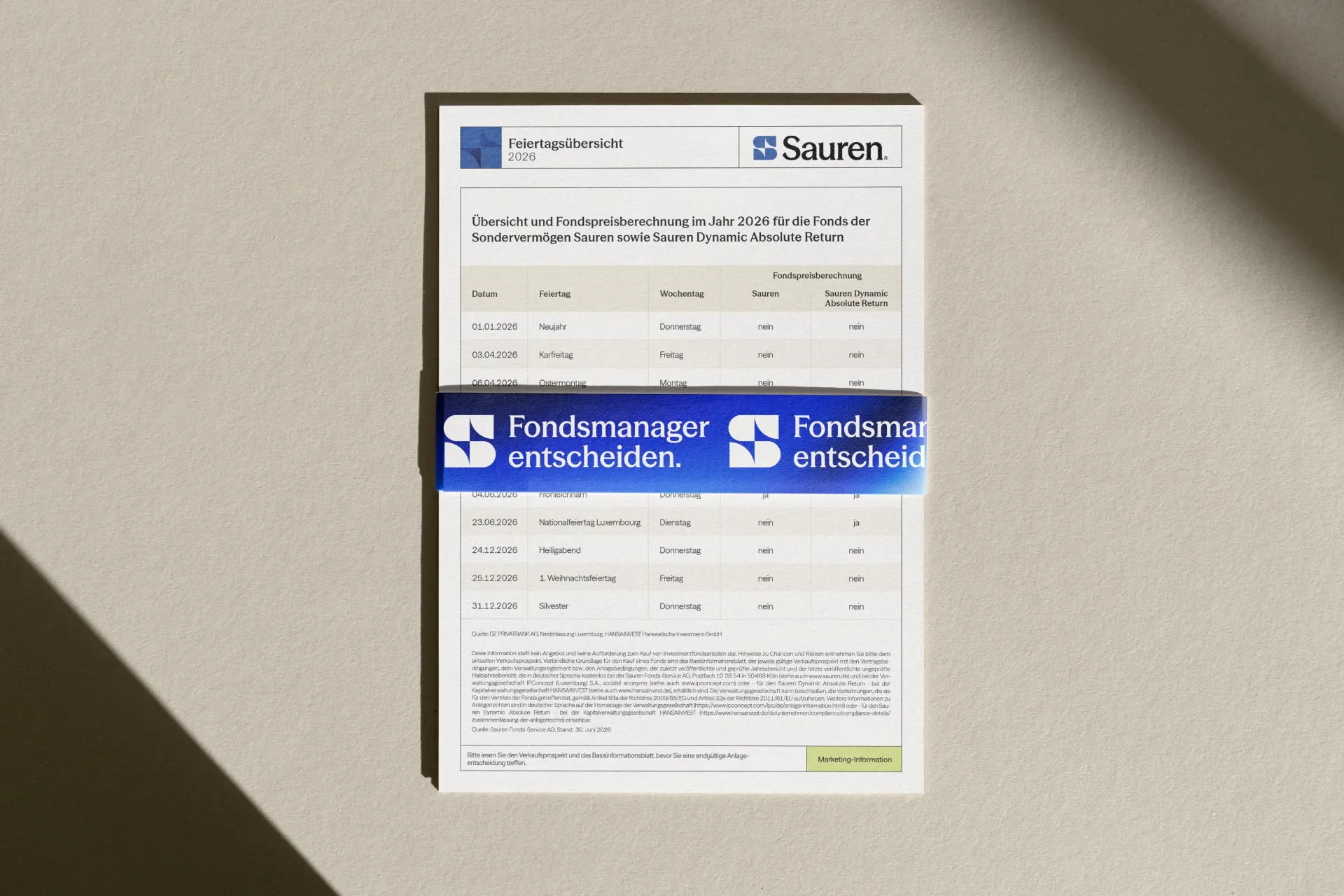 Fondspreisberechnung an Feiertagen