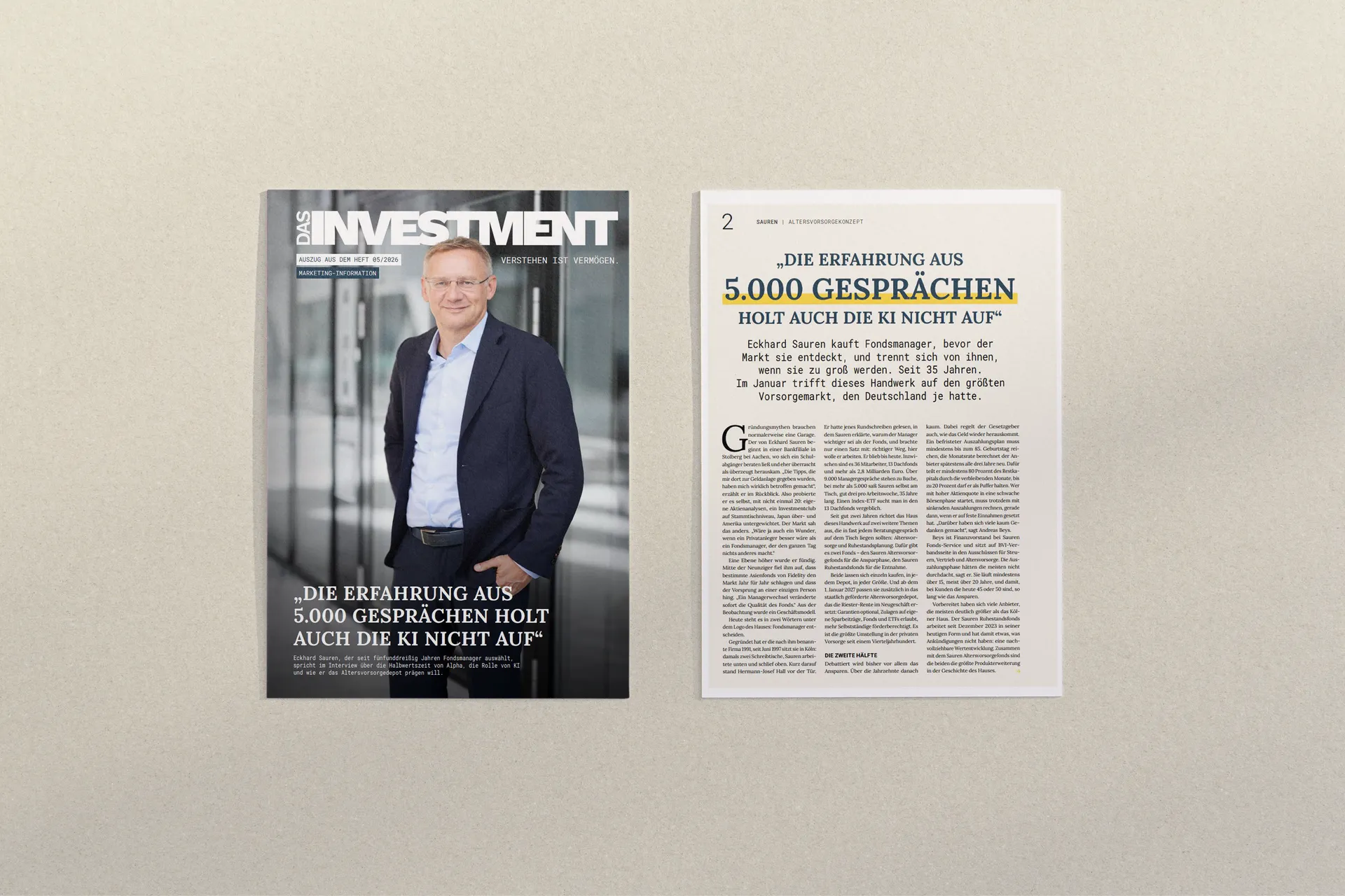 Sonderdruck DAS INVESTMENT | „Die Erfahrung aus 5.000 Gesprächen holt auch die KI nicht auf.“