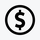 Signe dollar noir dans un cercle sur fond gris clair.