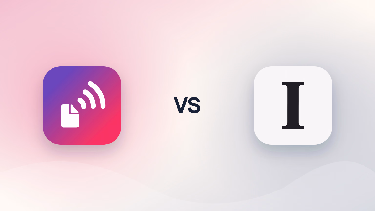 Paper2Audio and Instapaper logos separated by VS on a light gradient background