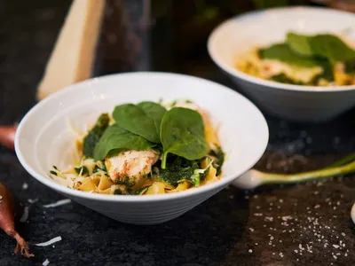 Kiprecepten- Pasta spinazie met kip
