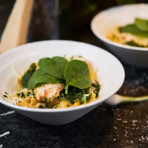 Pasta spinazie met kip