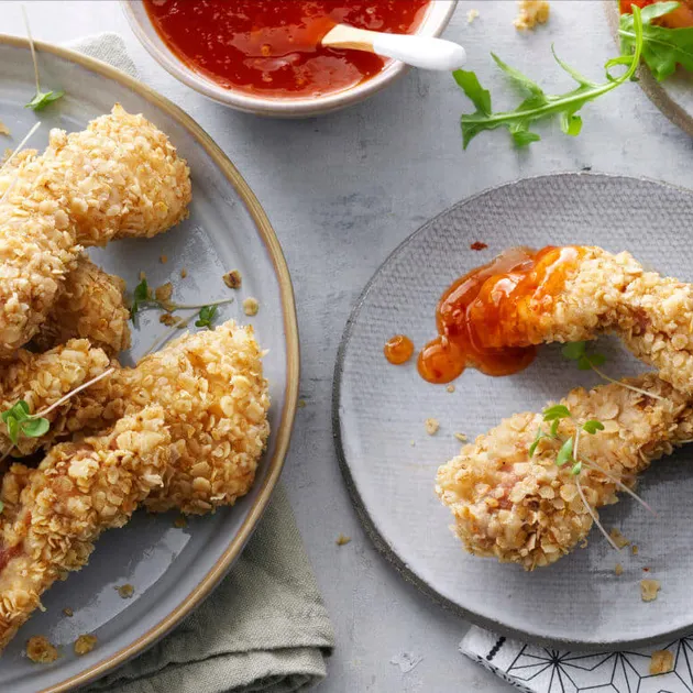 Kiphapjes met havermoutpanade