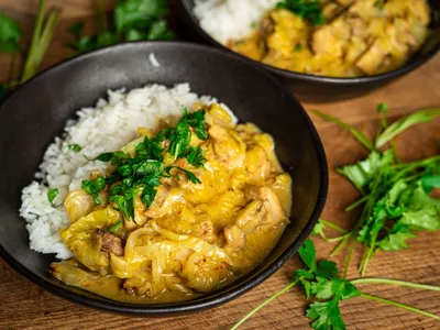 Rendang van spitskool met kip
