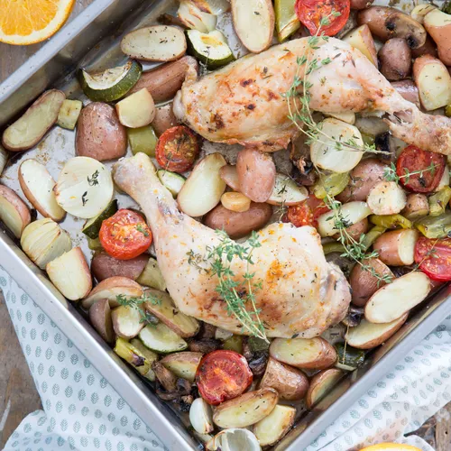 Kippenpoot met sinaasappel en tijm uit de oven