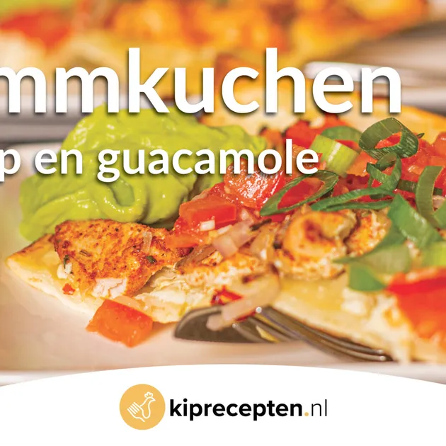 Flammkuchen met kip en guacamole