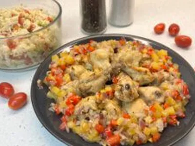 Kip uit de oven met mango en rijst