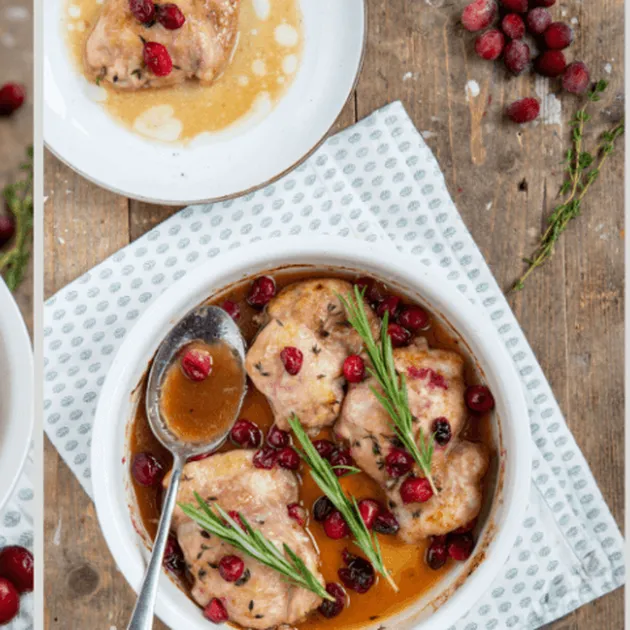 Kip met cranberry's, tijm en rozemarijn