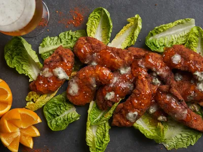 Chicken tenders met Gorgonzola en marmelade