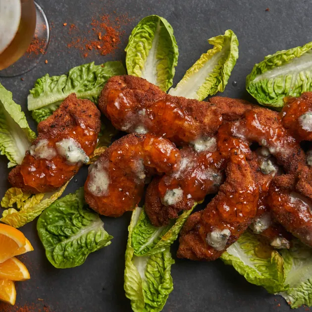Chicken tenders met Gorgonzola en marmelade