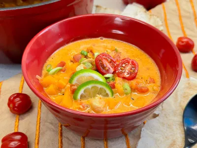 Pompoencurry met kip