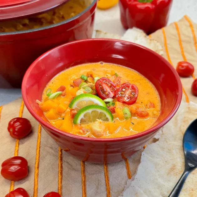 Pompoencurry met kip