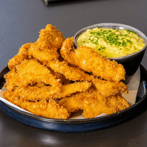 Kipcrisps met speciale groente saus, door Rudolph van Veen