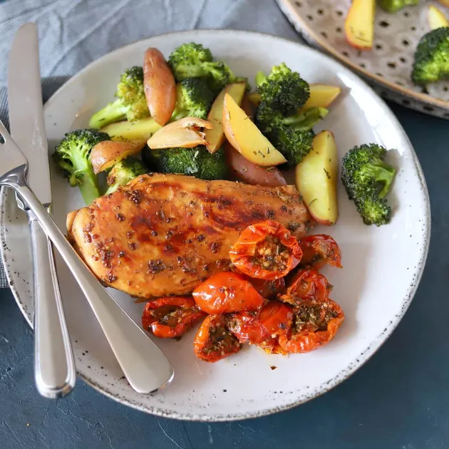 Kiprecepten - Balsamico kip met aardappeltjes en broccoli