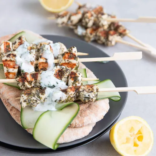 Kip souvlaki met yoghurt dille saus