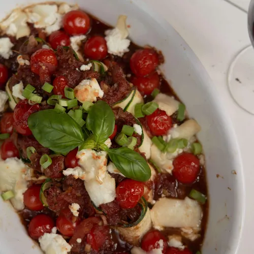 Cannelloni's van courgette met gekonfijte eend