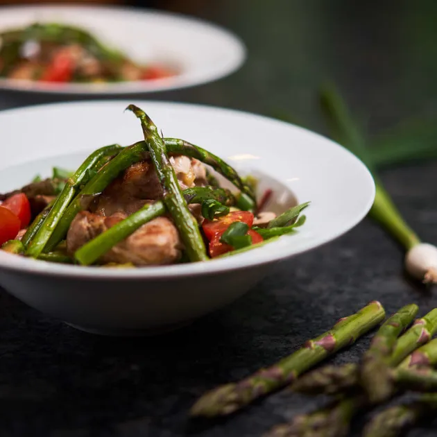 Kipsalade met asperge