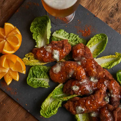 Chicken tenders met gorgonzola en marmalade