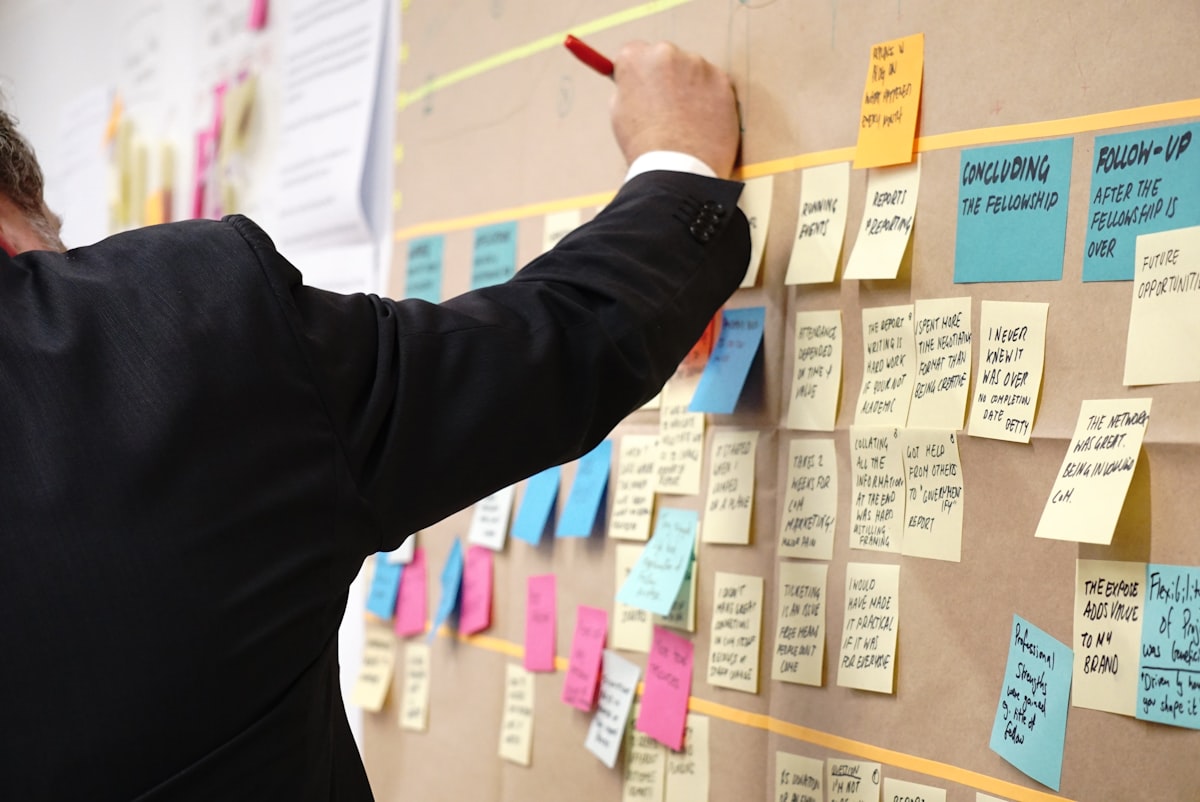 Planning session on a wall of notes