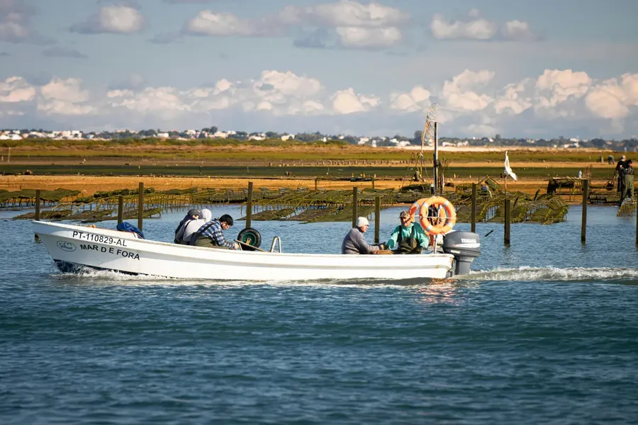 Boat on the Ria Formosa lagoon near Olhão, Algarve