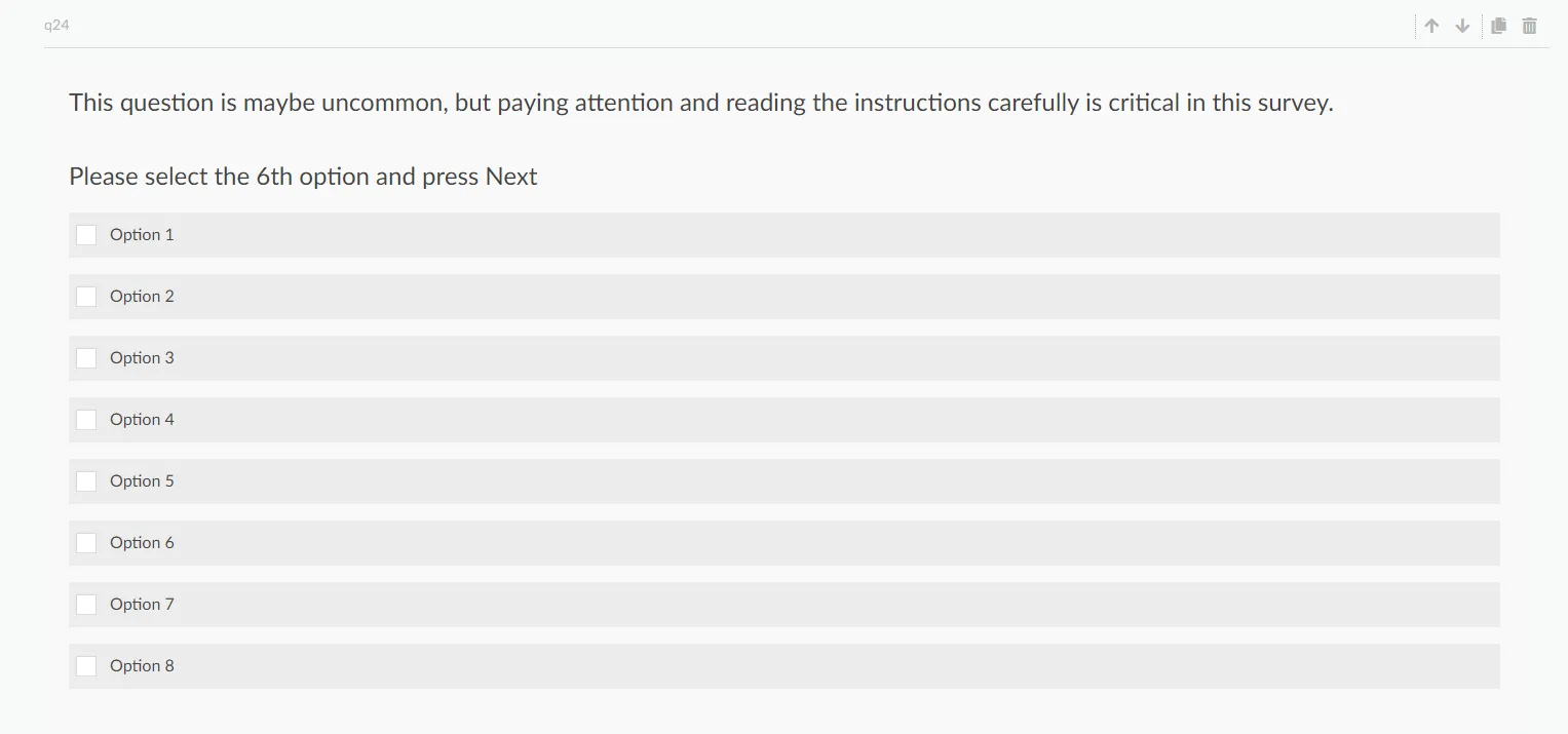 Trap question inside Survalyzer questionnaire builder