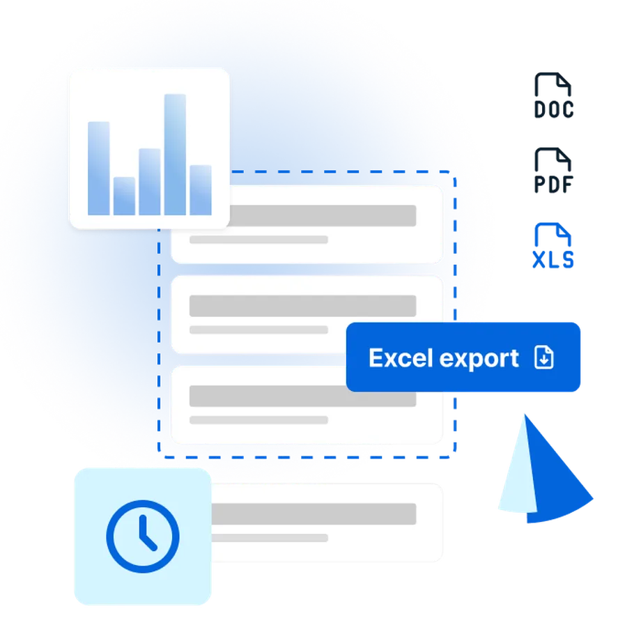 A Graph showing how you can export Excel reports with Survalyzer Professional