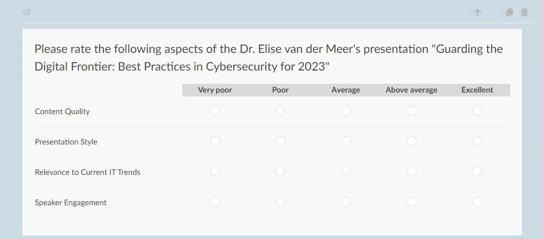Matrix question about the cybersecurity session