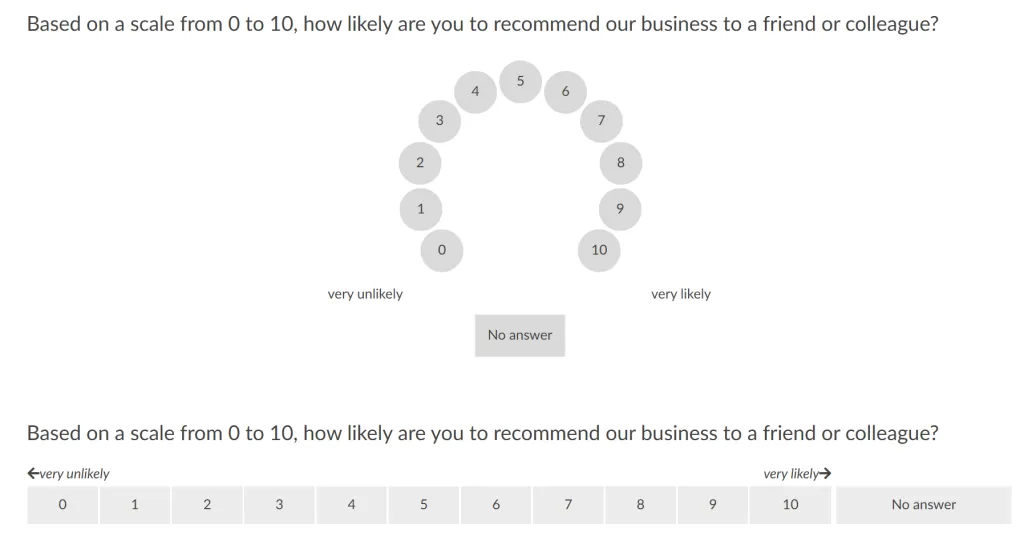 Net Promoter score questiontype