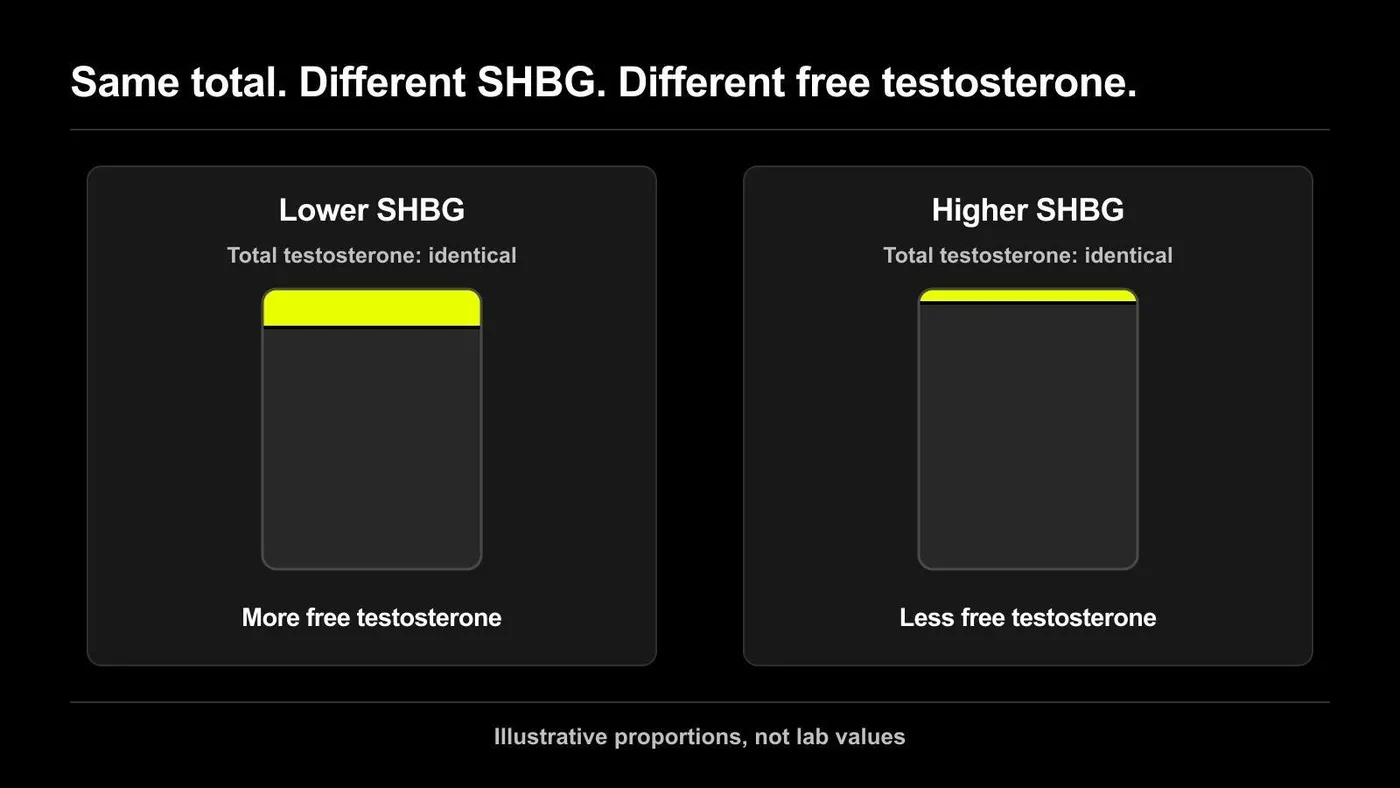 same total testosterone different free testosterone because SHBG differs