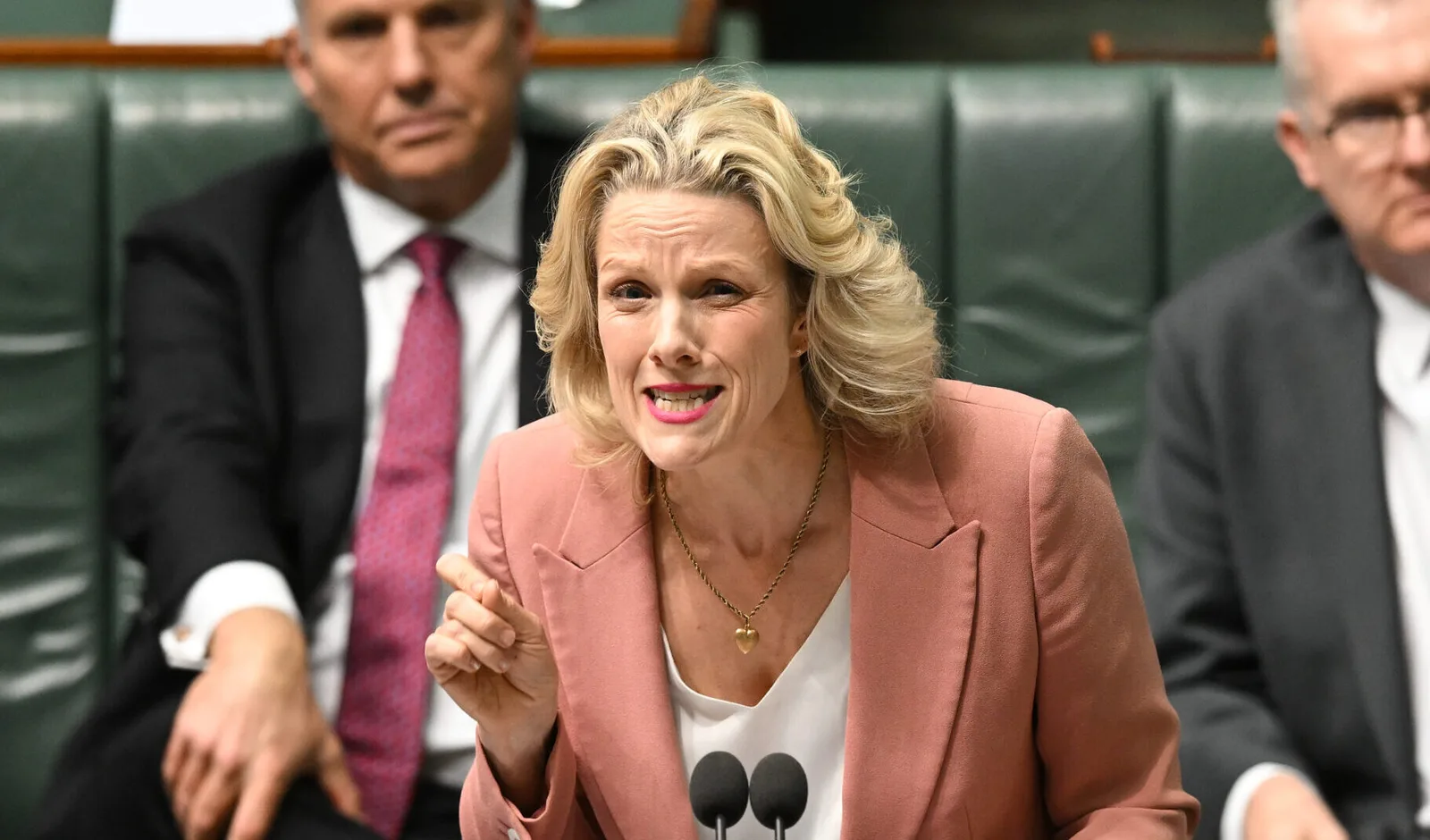 Housing minister Clare O’Neil makes a point in Parliament this week.