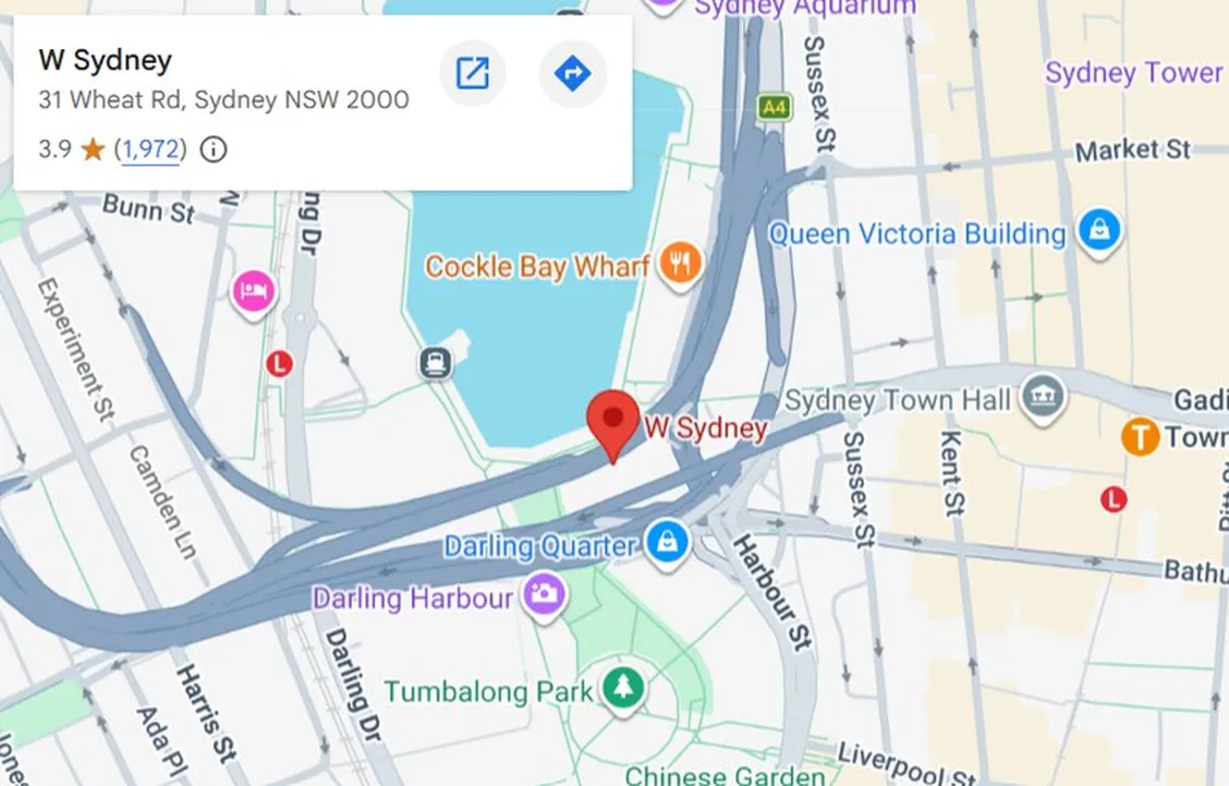 Map of W Hotel Sydney Harbour