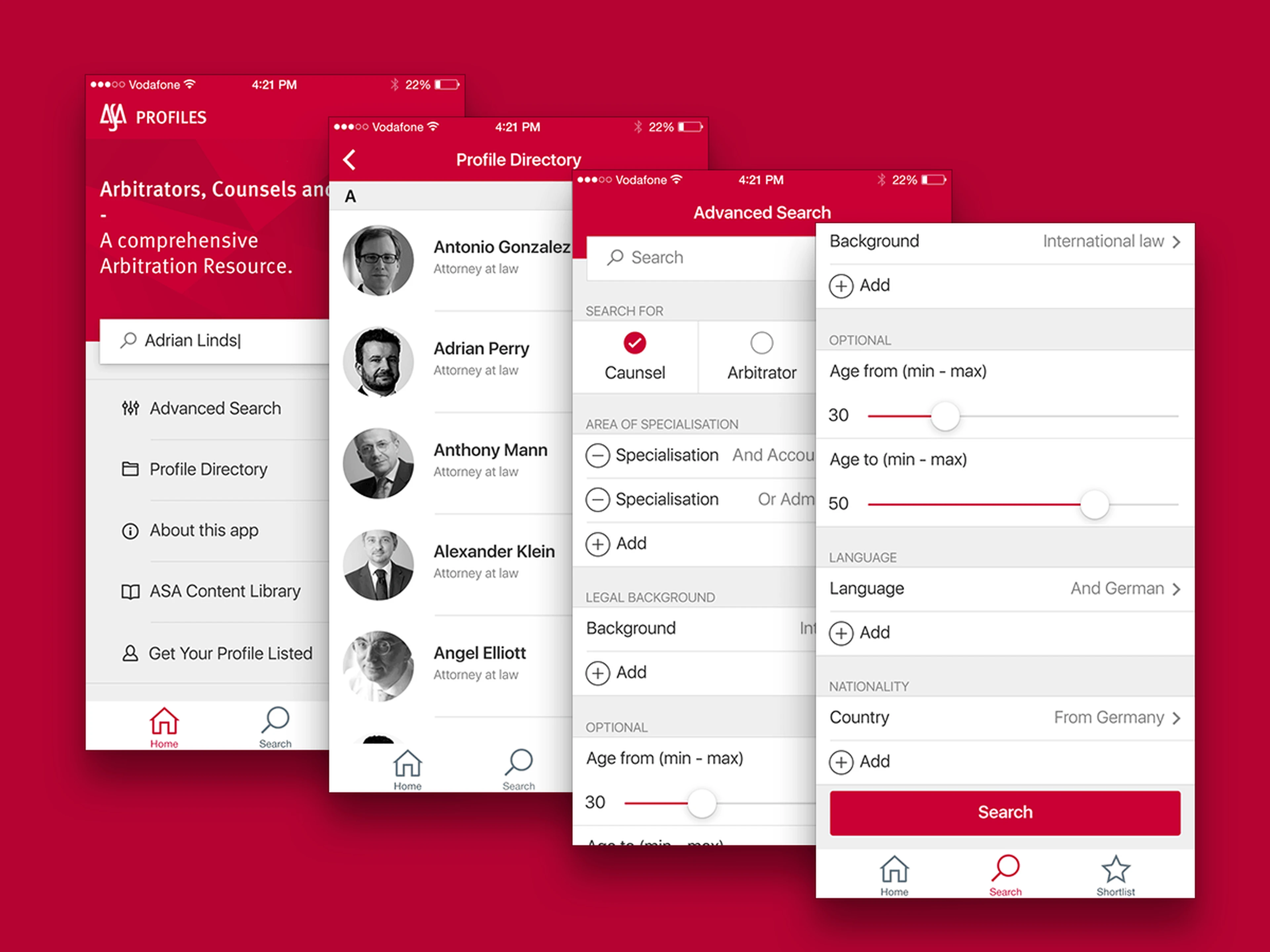 ASA Profiles Directory — Mobile App for Swiss Arbitration