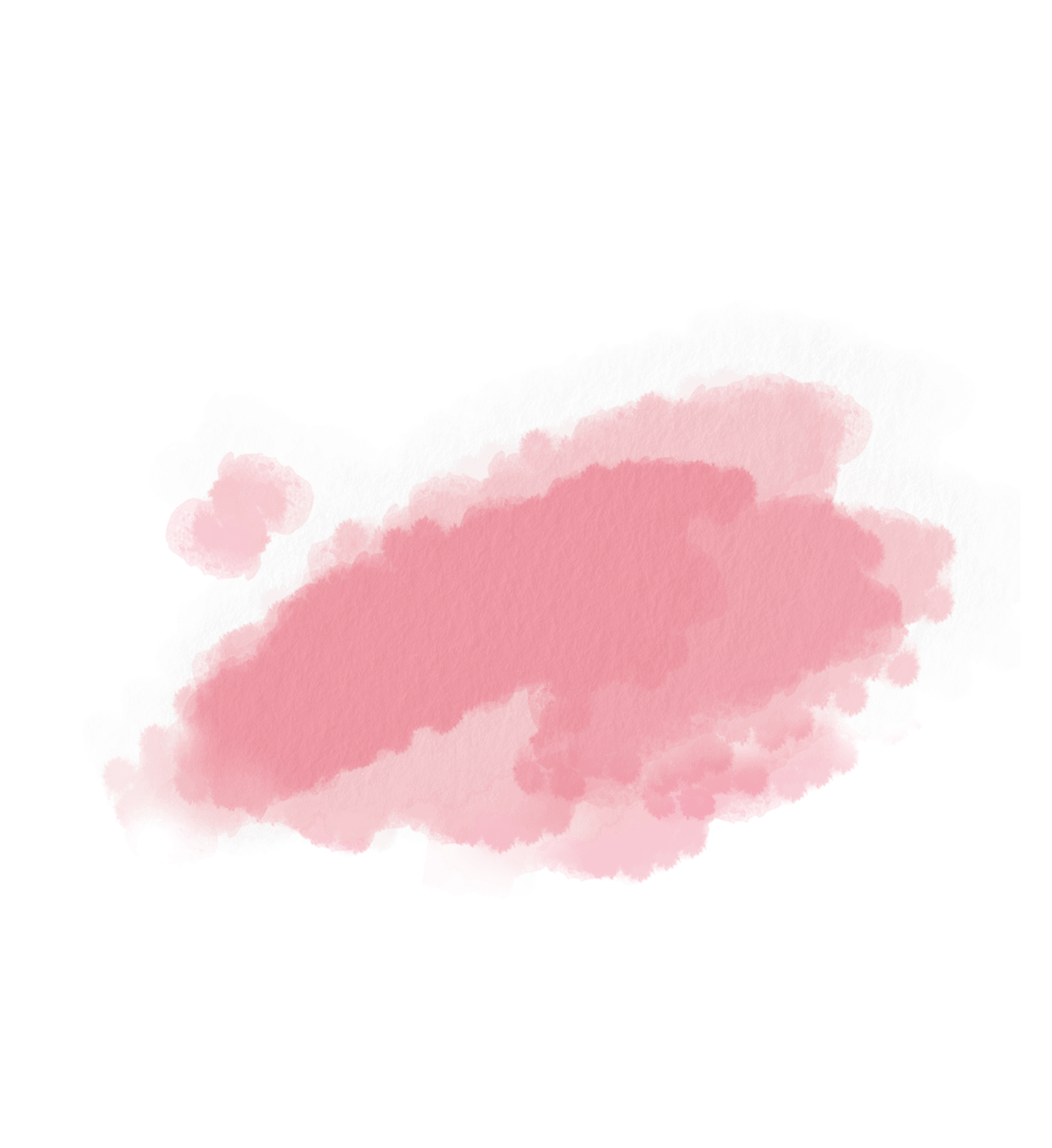 Roter Aquarellfleck auf weißem Hintergrund, ungleichmäßig verteilt und mit weichen Kanten.