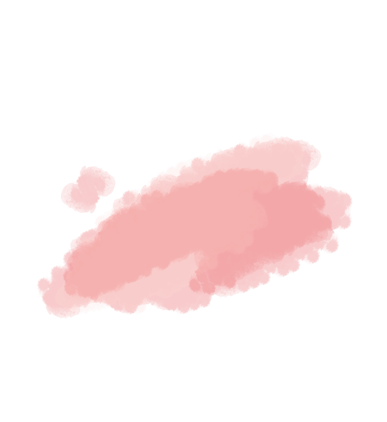 Roter Aquarellfleck auf weißem Hintergrund, ungleichmäßig verteilt und mit weichen Kanten.