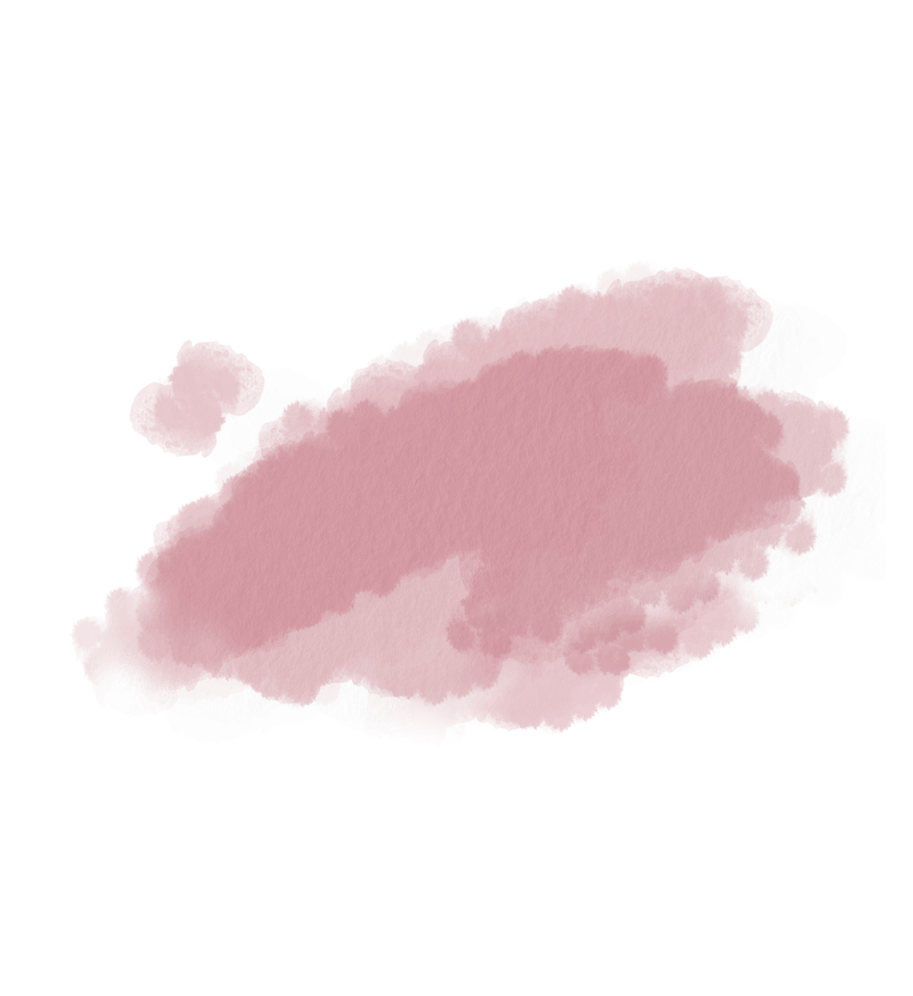 Rosa Aquarellfleck auf weißem Hintergrund, ungleichmäßig verteilt und mit weichen Kanten.