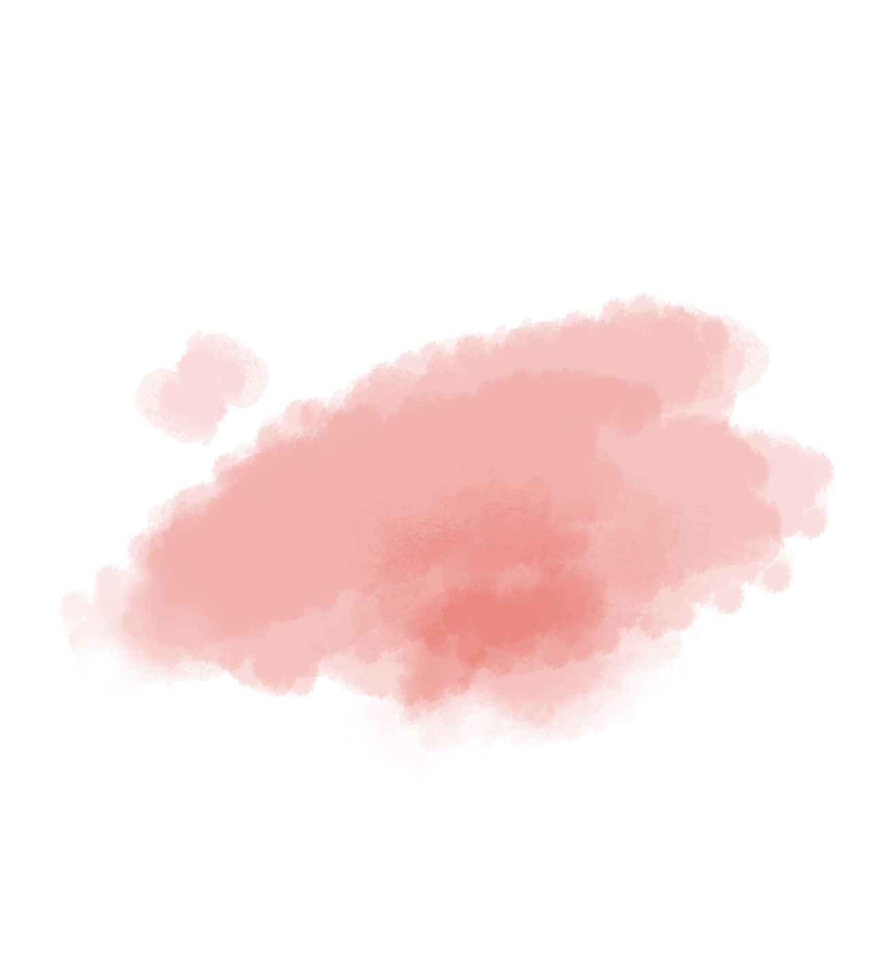 Roter Aquarellfleck auf weißem Hintergrund, ungleichmäßig verteilt und mit weichen Kanten.
