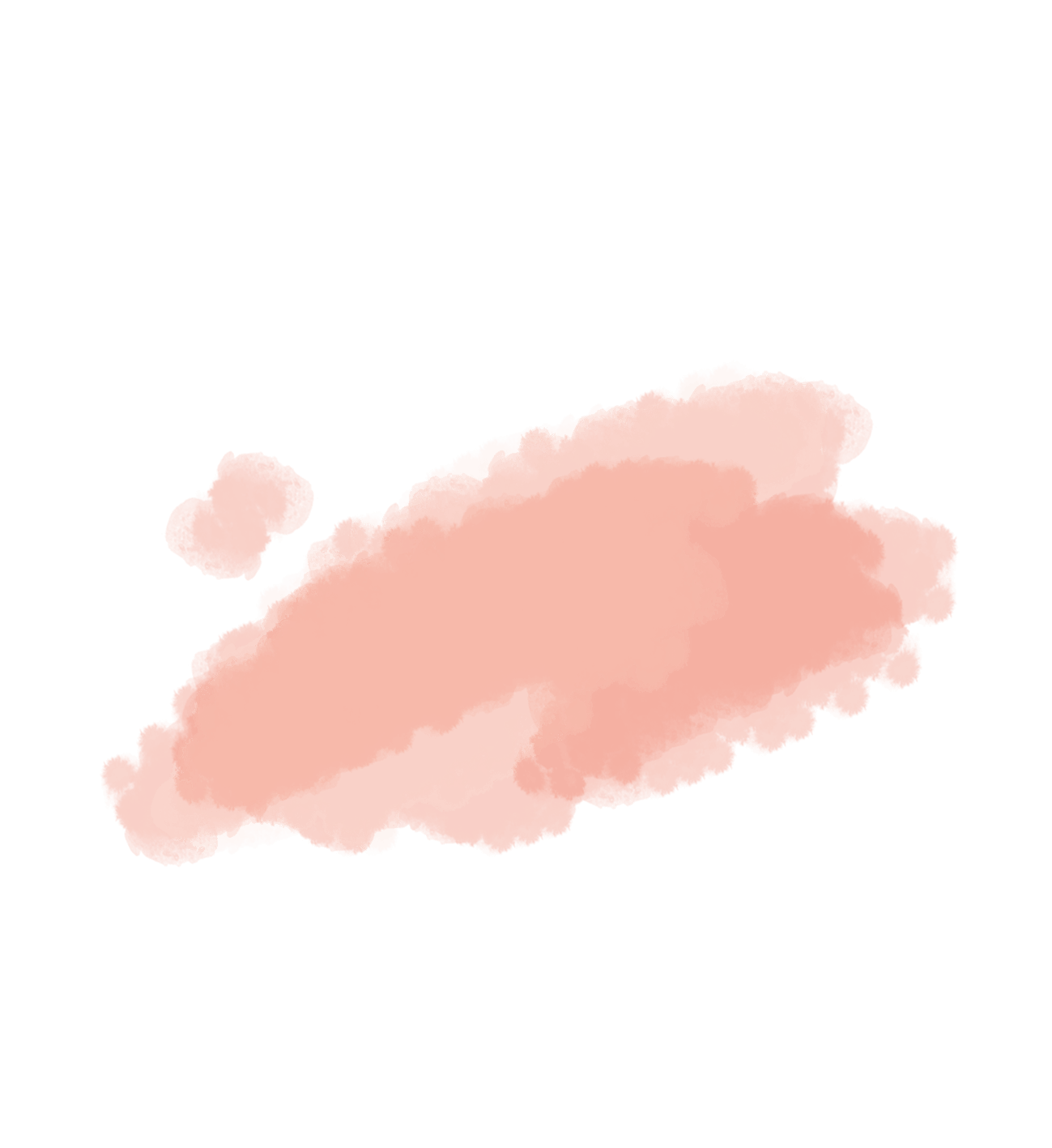 Hellroter Aquarellfleck auf weißem Hintergrund, ungleichmäßig verteilt und mit weichen Kanten.