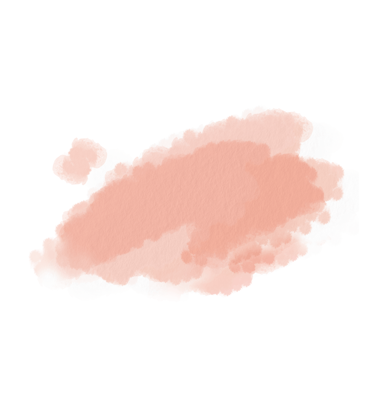Hellroter Aquarellfleck auf weißem Hintergrund, ungleichmäßig verteilt und mit weichen Kanten.