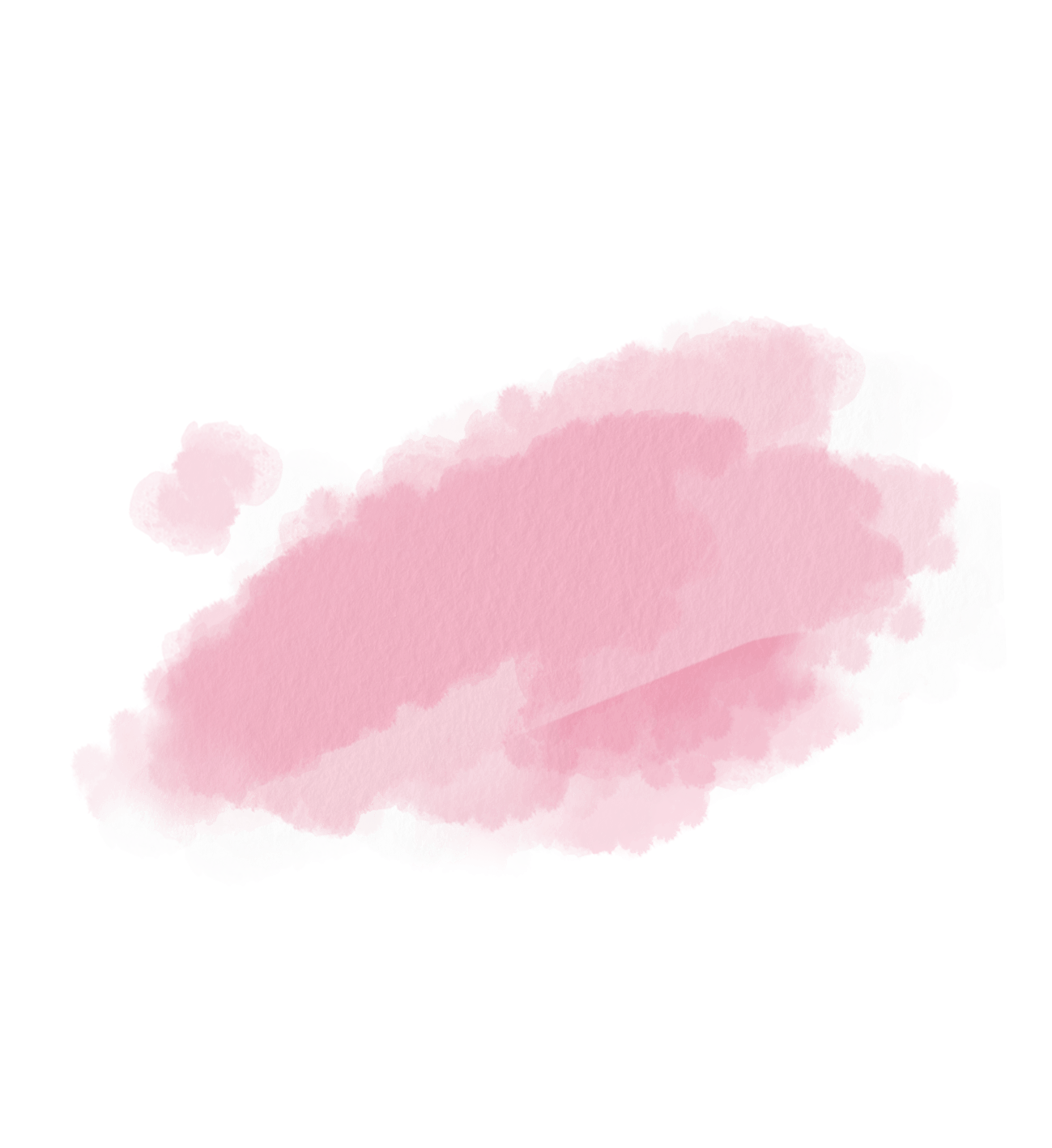 Rosa Aquarellfleck auf weißem Hintergrund, ungleichmäßig verteilt und mit weichen Kanten.