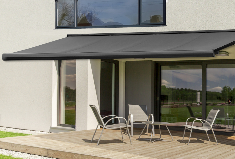 Base Plus awning in grey finish