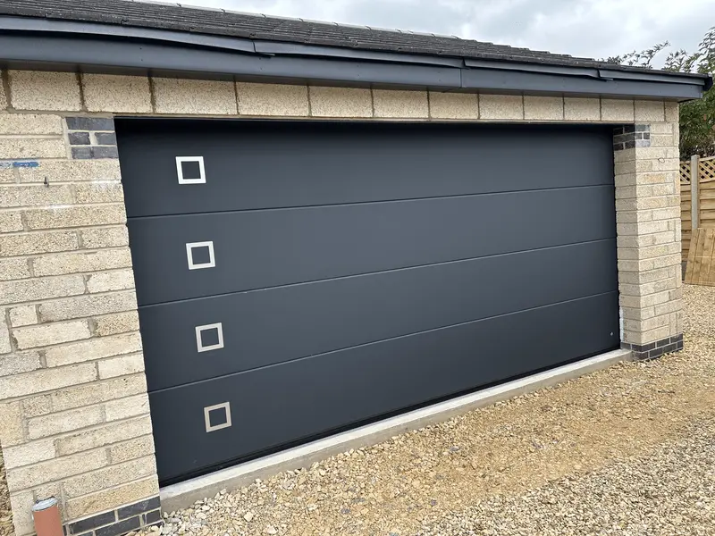 Ryterna sectional garage door with bespoke design, installed in Rutland